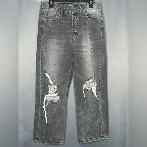 Wild Fable Jeans Womens 12 High Rise Straight Button Fly Stone Wash Black Denim